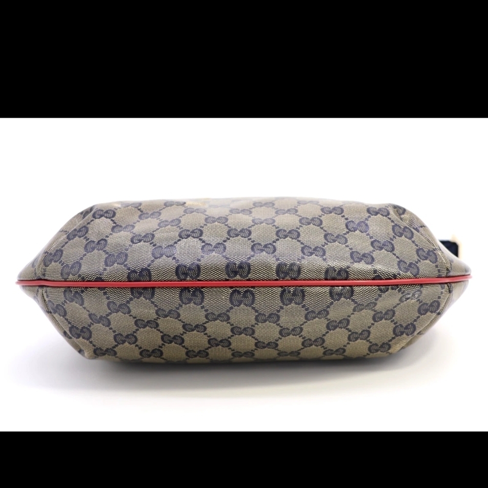 Authentic Gucci Blue Monogram Canvas Crossbody Bag with Red Trim With COA - Picture 7 of 16